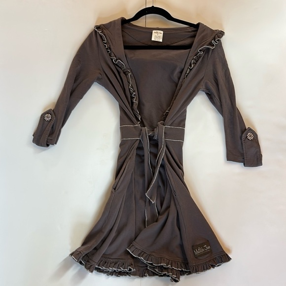 Matilda Jane Tops - MATILDA JANE Gypsy Blue 2009 Cocoa Brown Hooded Ruffled Willow Women's Small HTF